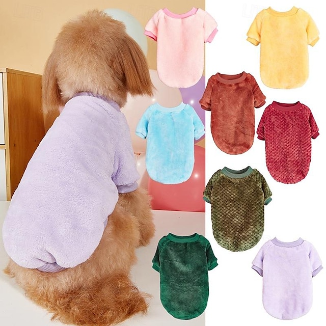  Autumn and Winter Pet Clothing Solid Coral Plush Warm and Comfortable Two legged Dog and Cat Fleece