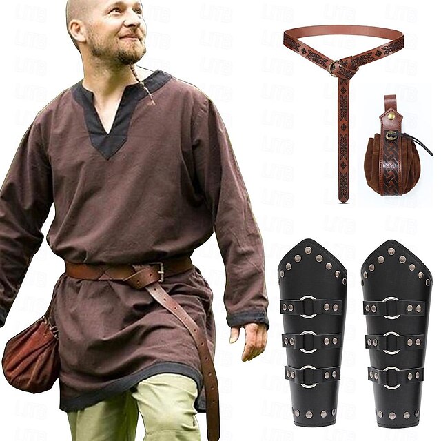  Retro Středověké Renesanční Halenka / košile Zbraně a výzbroj Pásek Ren Faire Pirát Válečník Rytíř Pevná barva Pánské Viking Fantazie předvečer Všech svatých Karneval Plesová maškaráda předvečer