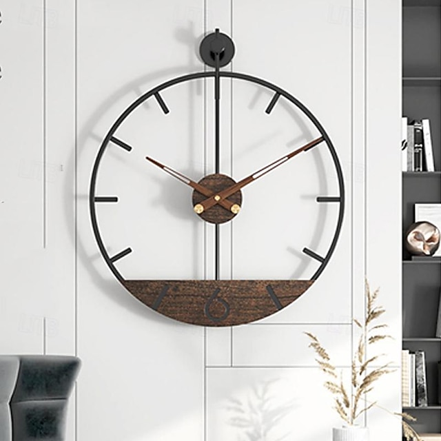  Large Wall Clock Metal Retro Minimalist Modern Round Silent Non-Ticking Battery Operated Clocks for Living Room/Home/Kitchen/Bedroom/Office/School Decor