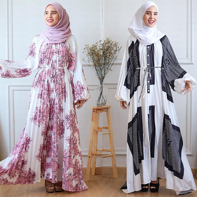  Mujer Vestidos Burca Dubai islámico Árabe árabe musulmán Ramadán Graphic Adulto Vestido