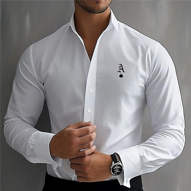  Πόκερ Business Casual Ανδρικά Εκτυπωμένα πουκάμισα Δρόμος Φορέστε στη δουλειά Καθημερινά Ρούχα Ανοιξη καλοκαίρι Απορρίπτω Μακρυμάνικο Λευκό, Θαλασσί Τ, M, L Ύφασμα που τεντώνεται με 4 τρόπους