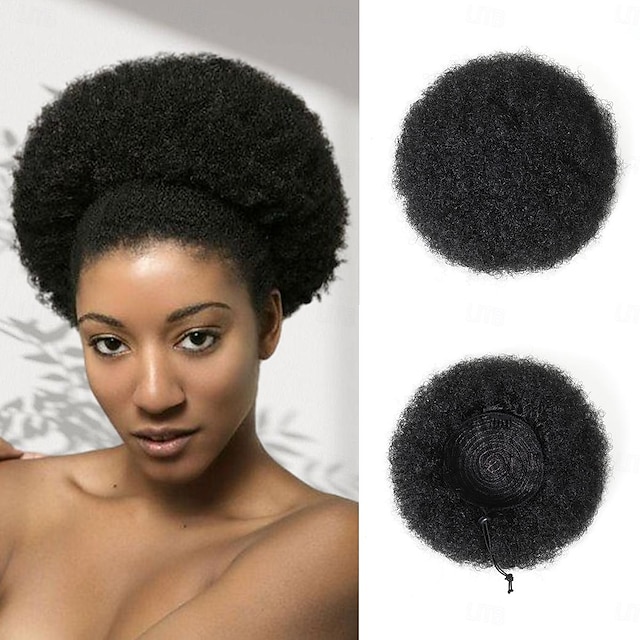  Chinjonger Hårknut Syntetiskt hår Hårstycke HÅRFÖRLÄNGNING Kinky Afro Vattenvågor Nyår Dagligen Dagliga kläder Svart