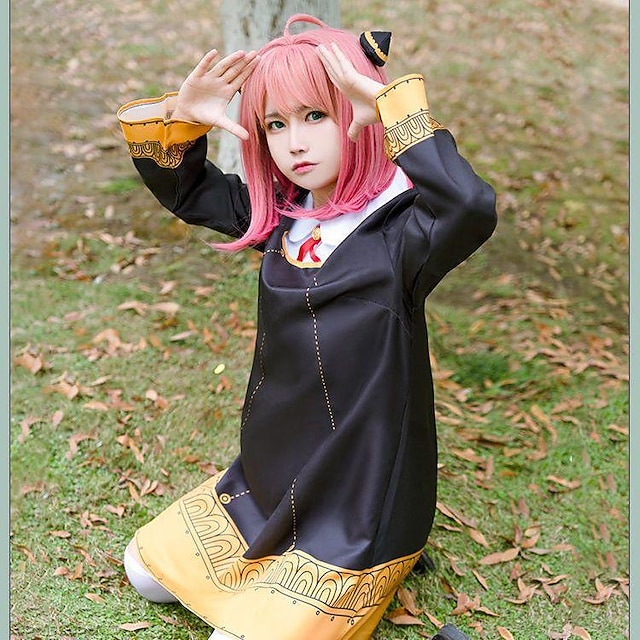  Inspireret af Cosplay Anya Forger Anime Cosplay Kostumer Japansk Halloween Cosplay jakkesæt Langærmet Kjole Sokker Hovedtøj Til Dame Pige