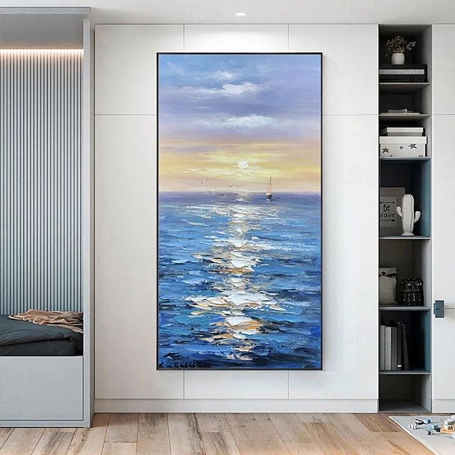  Mintura Handmade Sunrise View Over Sea Oil Paintings On Canvas Wall Art Decoration Modern Abstract Picture For Home Decor Rolled Frameless Unstretched Painting