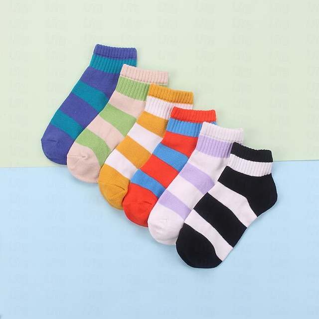  6 Pairs Women's Crew Socks Work Holiday Retro Cotton Sporty Simple Casual Cute Sports Socks