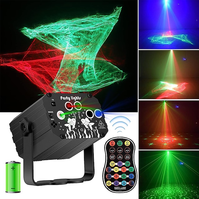  dj disco laser festlys - nordlys effekt rgb led lyd aktiveret strobe belysning med fjernbetjening til indendørs fødselsdag halloween karaoke klub ktv
