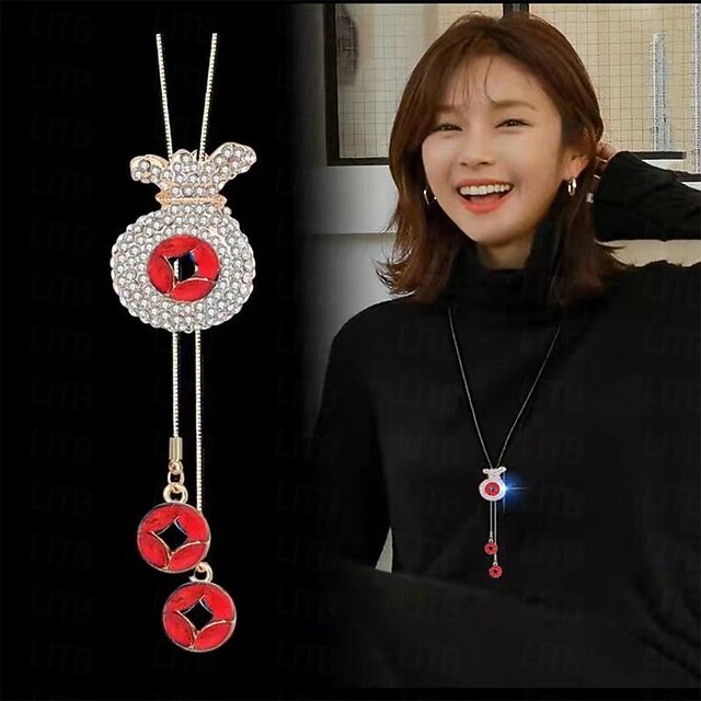  Julegave til kvinder mor hende koreansk version af efterår og vinter krystal sweater kæde halskæde engros høj kvalitet kvinders lange kæde alsidig fryns perle vedhæng med tilbehør