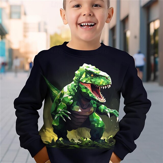  Svatý Patrik Chlapecké 3D Dinosaurus Mikina Pullover Dlouhý rukáv 3D tisk Jaro Podzim Módní Šik ven Chladný Děti 3-12 let 4-12 let Tričkový Venkovní Ležérní Denní Běžný