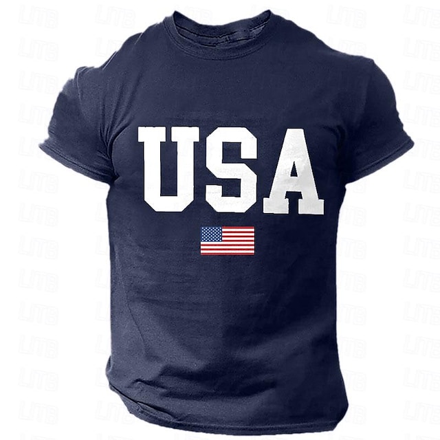  steagul național al Statelor Unite ale Americii tricou din bumbac grafic pentru bărbați cămașă casual clasică sport cu mânecă scurtă tricou confortabil sport vacanță în aer liber îmbrăcăminte de