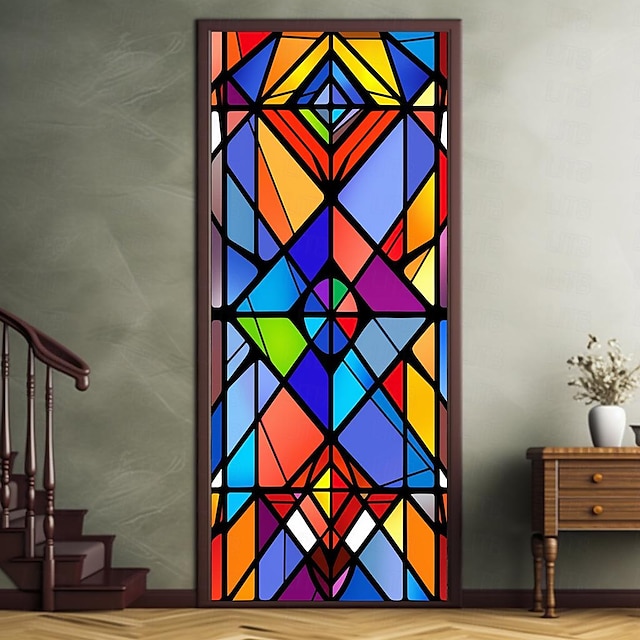 Stained Glass Stars Door Covers Mural Decor Door Tapestry Door Curtain ...