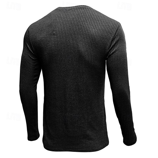 Men's T shirt Tee Ribbed Knit tee Tee Top Plain Pit Strip V Neck Street