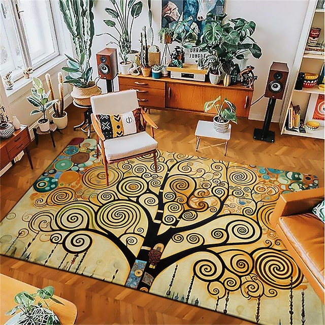  gold tree of life område matta köksmatta halkfri oljesäker golvmatta vardagsrum matta inomhus utomhusmatta sovrum dekor badrumsmatta entrématta dörrmatta