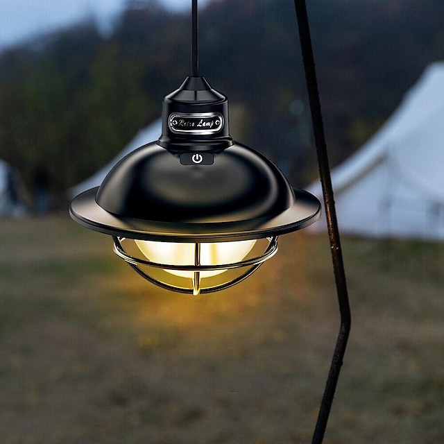  kültéri hordozható kemping lámpa 200lm type-c 1200mah újratölthető retro túralámpa sátor led kempinglámpa fokozatmentesen fényerő ipx4 vízálló