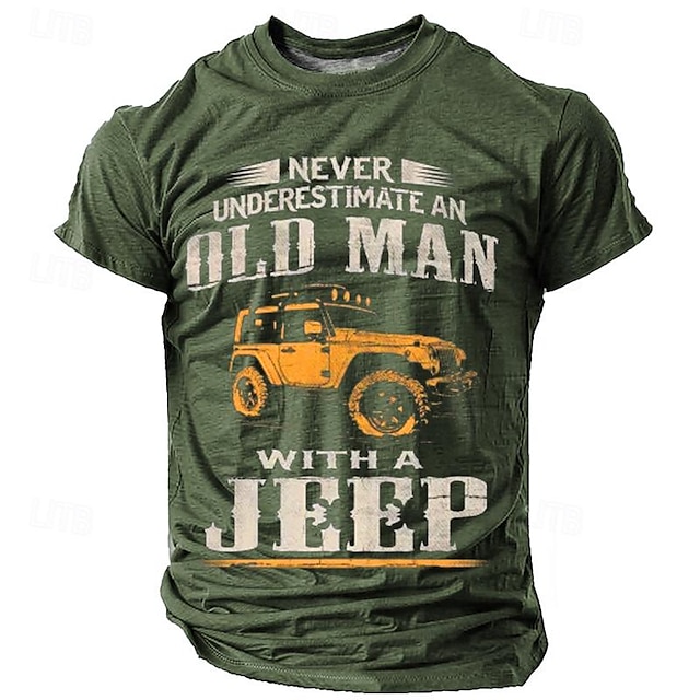 Car Old Man Men's Casual Street Style 3D Print T shirt Tee Sports ...