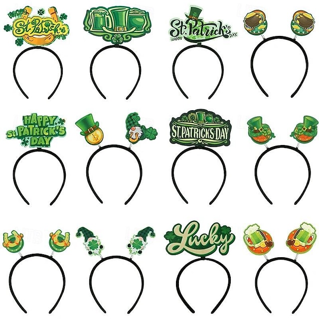  1pcs, St. Patrick's Day Headbands Green Shamrock Hat Irish Holiday Party Accessories Irish Festival Decoration Costume Lucky Clover Headband