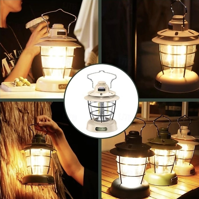  Retro Horse Lantern Outdoor Camping Lamp Dimmable USB Portable Lamp LED Incandescent Bulb Lantern
