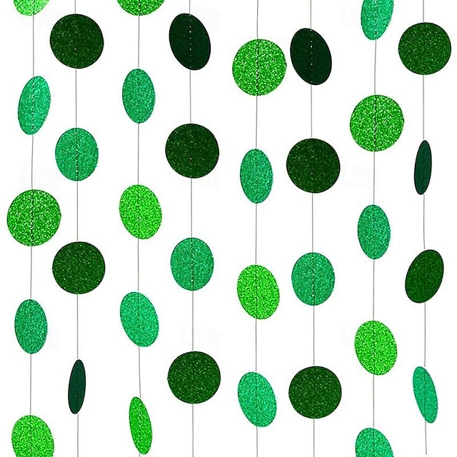  glitter groen papieren slinger cirkel stip feestbanner - perfect voor st. Patrick's Day, bruiloften, verjaardagen en babyborrels - rustiek huwelijksdecor