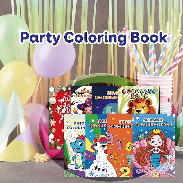  Пакет раскрасок для вечеринки. Книжка-раскраска для вечеринки. Тема дня рождения. Мероприятие. Обучение цветам для вечеринки.