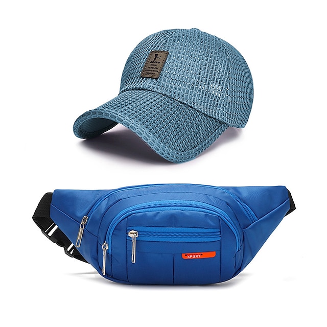 fanny pack τσάντα μέσης / τσάντα ζώνης μέσης που αναπνέει φοριέται πολυλειτουργικό ελαφρύ ανθεκτικό μονοπάτι αναρρίχησης γυμναστικής σε εξωτερικούς χώρους υφασμάτινο μπλε με καπέλο μπέιζμπολ