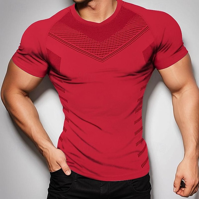  Herren T Shirt Fitnessstudio-Shirt Fitness-Tops Rundhalsausschnitt Kurzarm Sport Casual Fitnessstudio Schnell Trocknend Atmungsaktiv Weich Farbblock Schwarz Gelb Sportkleidung Modisch Basic
