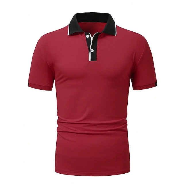 Men's Polo Shirt Button Up Polos Casual Sports Lapel Short Sleeve
