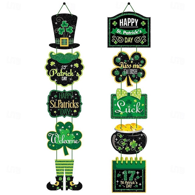  1set/bag dekorace na den svatého Patrika nápis na verandě šťastný svátek svatého Patrika banner přední dveře závěsné znamení irské festivaly party výzdoba zásoby