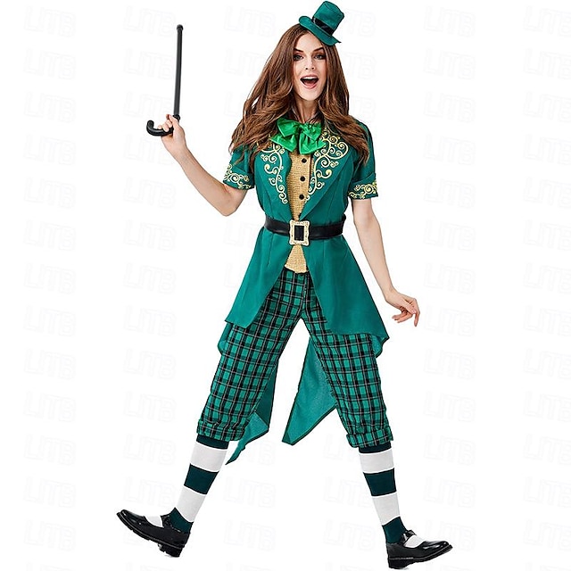  kløver irsk Cosplay kostyme Drakter Voksne Dame Cosplay Fest Halloween Karneval St. Patricks dag Enkle Halloween-kostymer