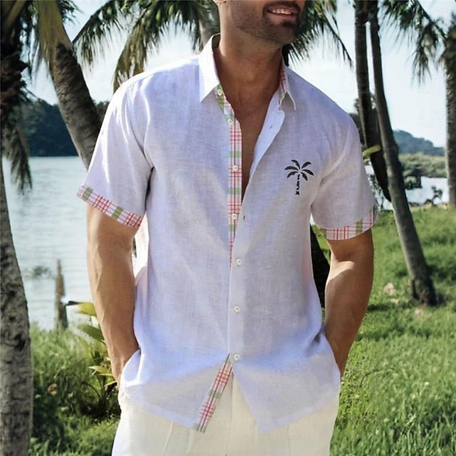  Chemise hawaïenne à manches courtes pour hommes, imprimé palmier tropical, imprimé en 3d, boutonnée, chemise d'été, vacances, usage quotidien, s à 3xl