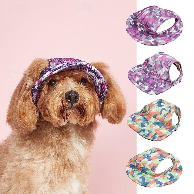  Hot Selling Pet Baseball Cap With Sun Shading And Cooling Trend Contrasting Color Camouflage Schnauzer Bears Badou Princess Hat