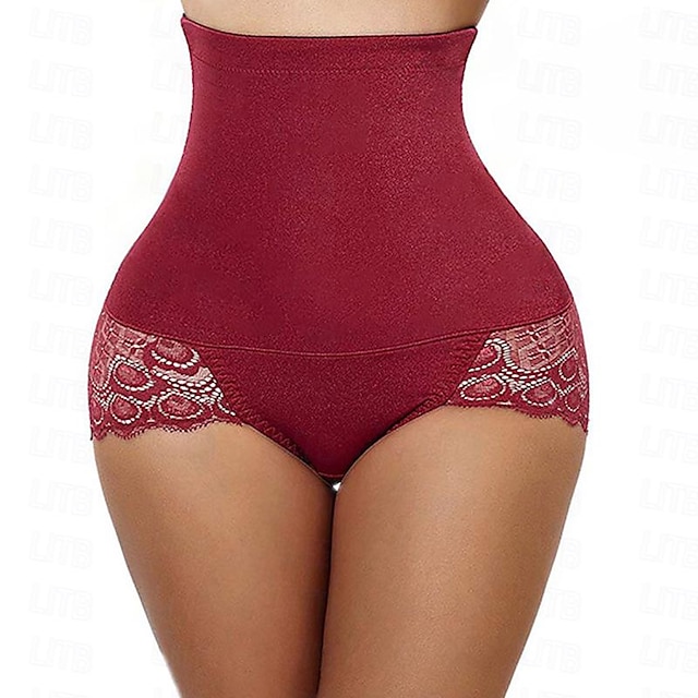  Corset Women's Control Panties Shapewears Office Yoga Running Gym Plus Size Maroon Almond Black Sport Breathable Seamed Lace Up Tummy Control Push Up Solid Color Lace Summer Spring