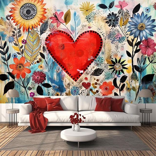  peinture coeur floral valentine suspendus tapisserie mur art grande tapisserie décor mural photographie toile de fond couverture rideau maison chambre salon décoration