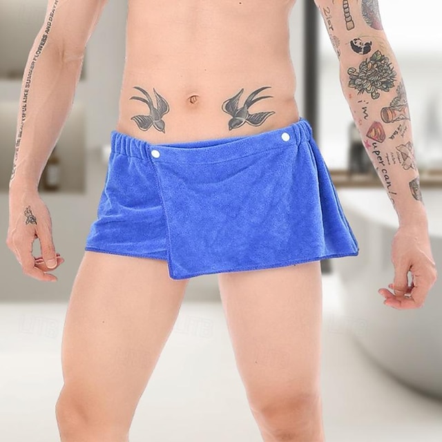  Shorts pour hommes, pantalons serviettes absorbants et portables, jupe de bain sexy de plage, fibre ultra-fine anti-éblouissement