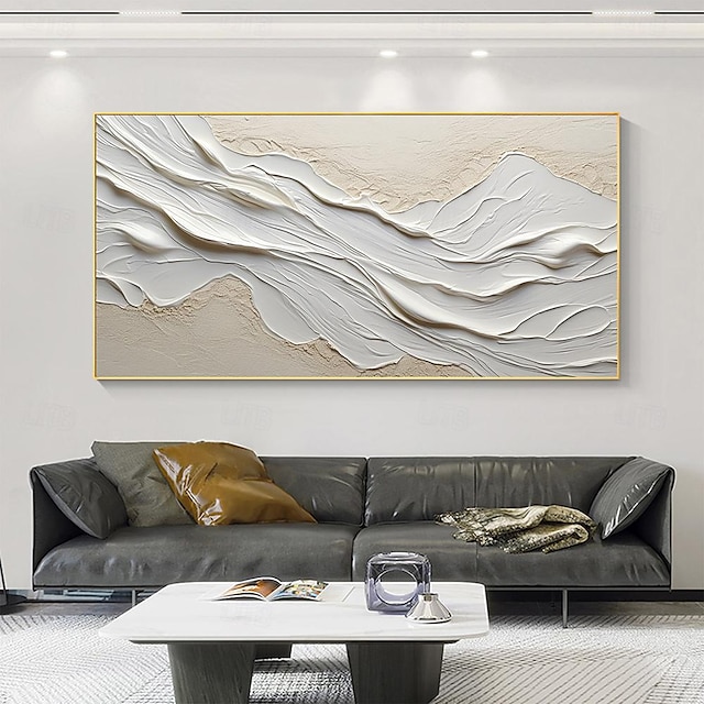  ručně malovaná texturovaná bílá abstraktní písčitá pláž olejomalba na plátně ručně vyráběná originální modrá oceánská malba na zakázku umělecká výzdoba do obývacího pokoje nástěnná výzdoba nástěnné