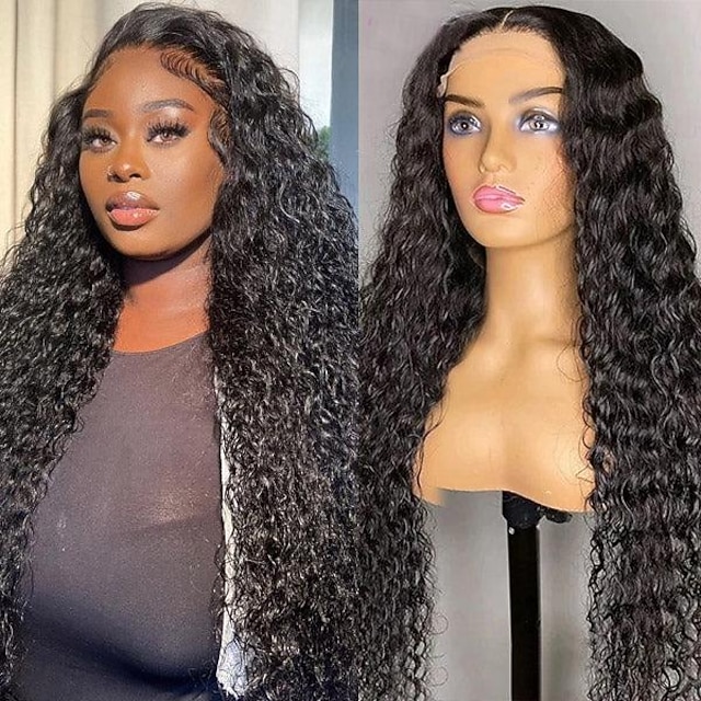  Parrucca frontale con chiusura in pizzo 5x5, parrucche per capelli umani con onde d'acqua per donne, densità 150%