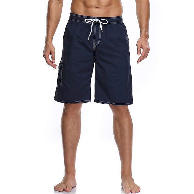  Herre Surfeshorts Badeshorts Ut på byen Helg Pustende Hurtigtørkende Snorer Elastisk midje Med lommer عادي Knelengde Gymnastik Fritid Sportsklær Sjø blå Svart