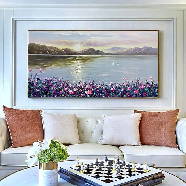  Mintura Handmade Lakeside Scenery Oil Paintings On Canvas Wall Art Decoration Modern Abstract Picture For Home Decor Rolled Frameless Unstretched Painting