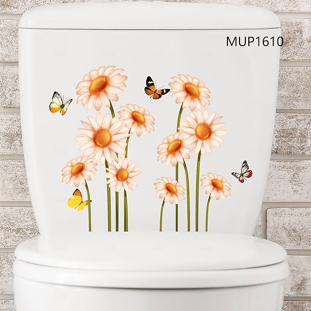  zonnebloem magnolia paarse ochtendglorie toilet toilet sticker verwijderbare toilet badkamer home decor muursticker