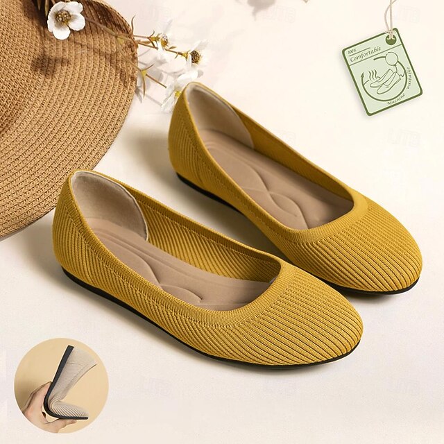 Women's Flats Plus Size Flyknit Shoes Outdoor Work Daily Striped Flat