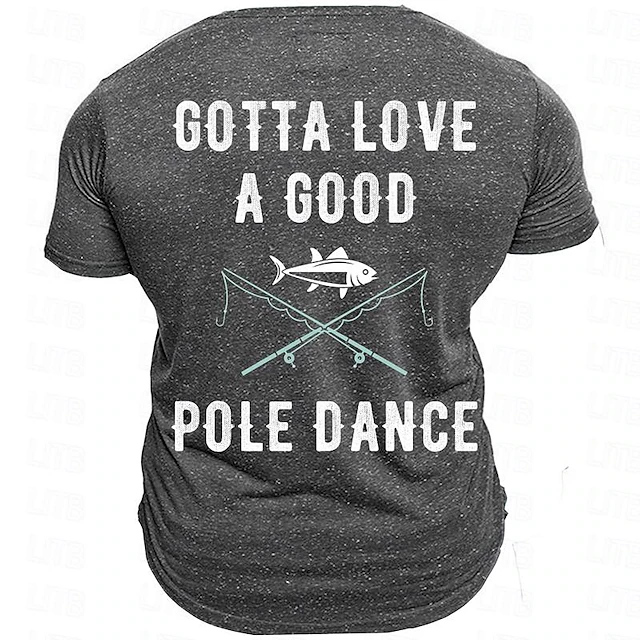 Men's Graphic Gotta Love a Good Pole Dance T Shirt Short Sleeve T shirt 3D Print Crew Neck Shirt Daily Retro Vintage Street Style Sports Outdoor Holiday Going out Blue Army Green Dark Blue Spring 9