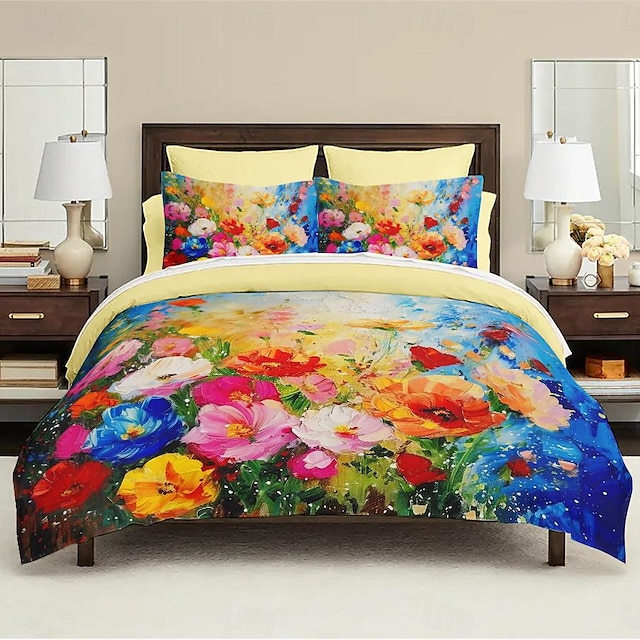  花柄布団カバーセットセットソフト 3 ピース高級綿寝具セット家の装飾ギフトキングクイーン布団カバー