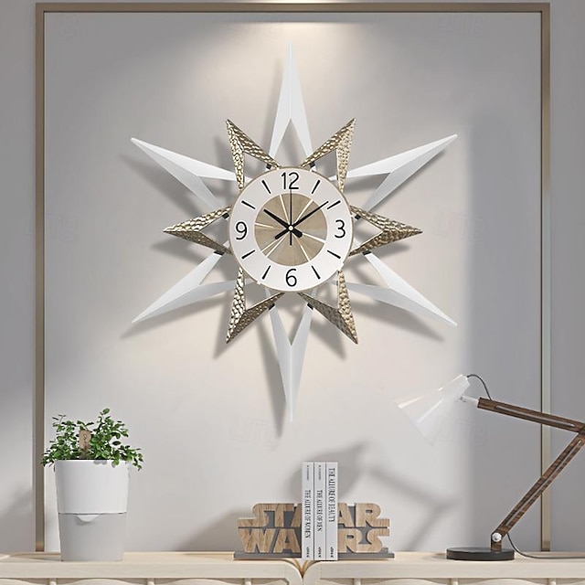  Duży zegar ścienny metalowy dekoracyjny z połowy wieku cichy, nie tykający, duże zegary nowoczesne dekoracje domu do salonusypialniajadalnia biuro