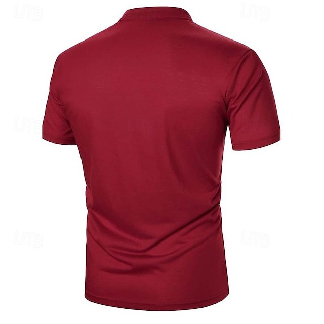 Men's Polo Shirt Golf Shirt Casual Holiday Stand Collar V Neck Short ...