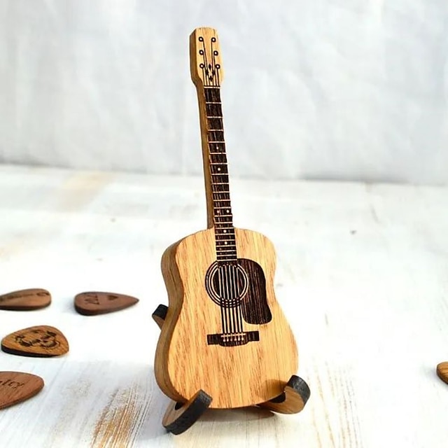  houten akoestische gitaar pick box met standaard, gepersonaliseerde gitaarbox voor pick