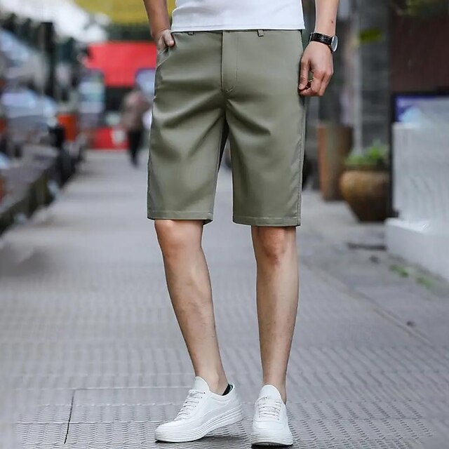 Men's Dress Shorts Work Shorts Golf Shorts Zipper Pocket Plain