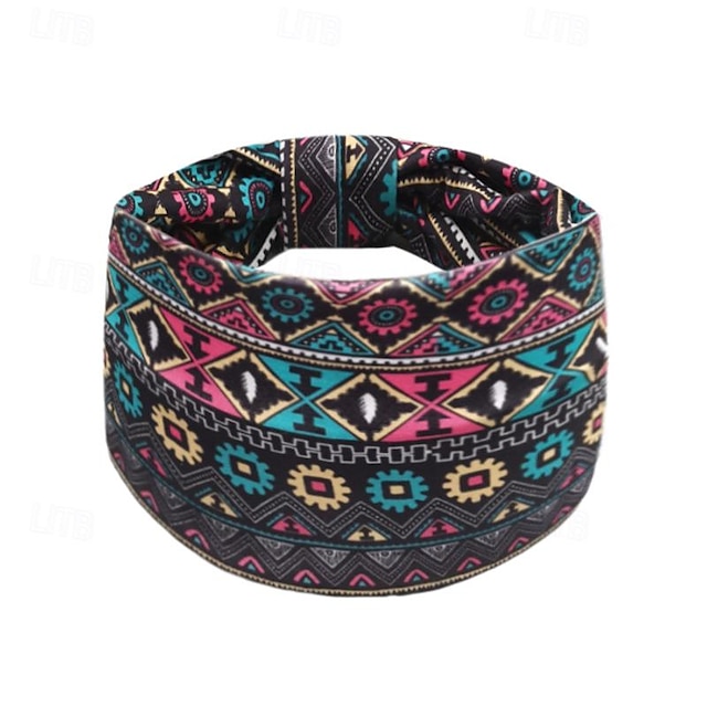  Bohemian-Damen-elastisches Stirnband, afrikanischer Modedruck, breitkrempiges Kopftuch, Sport-Yoga-Stirnband