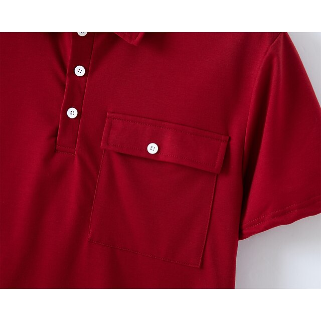 Men's Polo Shirt Button Up Polos Casual Holiday Lapel Short Sleeve