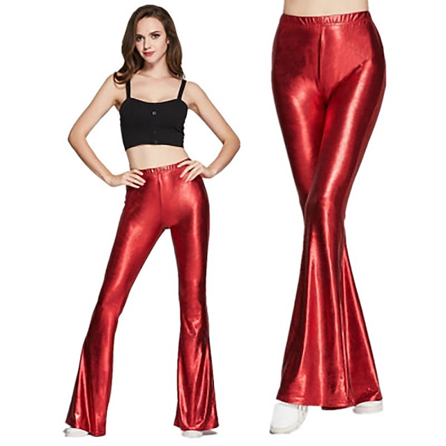  Années 1980 Hip Pop Pantalons à pattes d'éléphant Costume Abba Disco Couleur Unie Femmes Costume de Carnaval Carnaval Performance Club Défilé de la Fierté Adulte Pantalon Toutes saisons