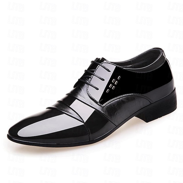  Hombre Oxfords Zapatos Derby Zapatos formales Zapatos De Vestir Zapatos de charol Zapatos de Paseo Negocios Clásico Boda Oficina y carrera Fiesta y Noche PU Cordones Negro Primavera Otoño