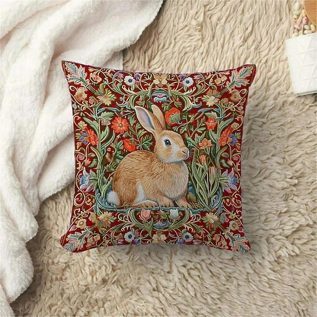  1 pçs Veludo Cobertura de Almofada, Floral Animal Rústico Casual Quadrada Zíper Tradicional Clássico