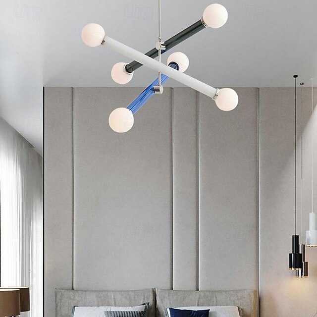  LED Modern Chandelier Lamp, Chandelier Lighting with Colorful Glass Cafe Restaurant Pendant Light Adjustable Hanging Light Design Ceiling Lighting Fixture for Living Room Dining Room Large Closet 110-240V